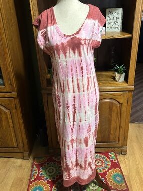 Universal Thread Pink and Rust Tie-Dye Maxi Dress Size XS EUC